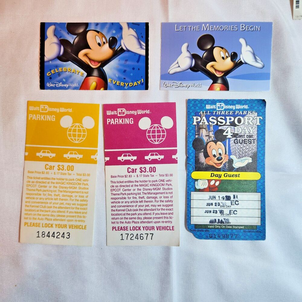 Walt Disney World Ticket FastPass Parking Pass Ephemera Lot of 9